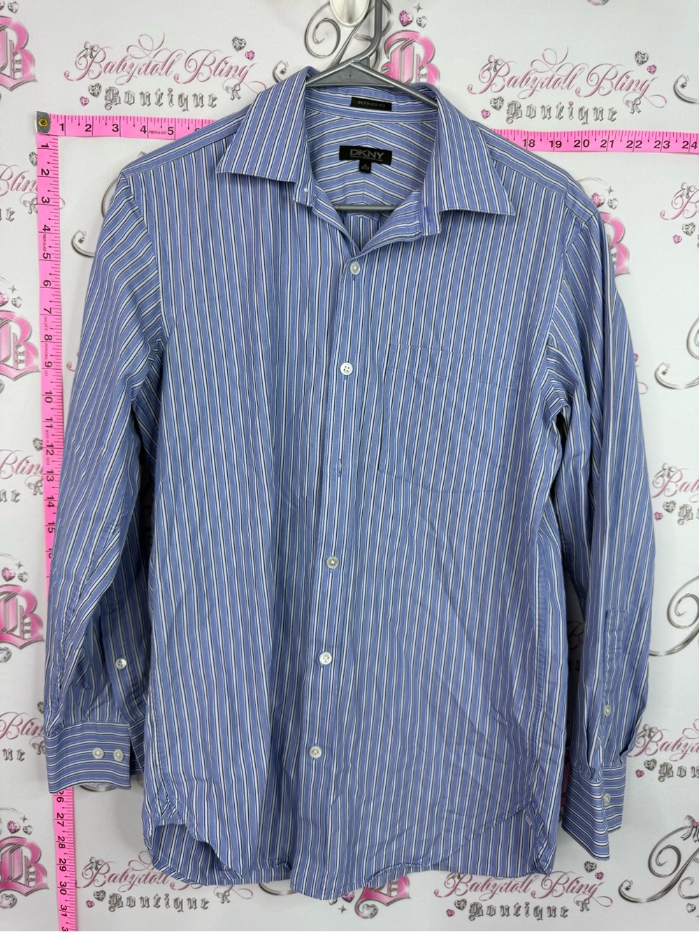DKNY shirt Blue and White Striped Dress Shirt
